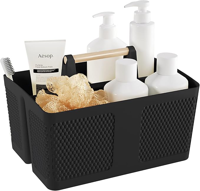 Shower Caddy Portable and Cleaning Caddy Organizer for Bathroom, Kitchen, Toiletries Storage ，Caddy organizer with handle, Rust-Resistant, Durable Material (Black, 9.36" L×7.73" W×7.24" H) by Xuhdukc