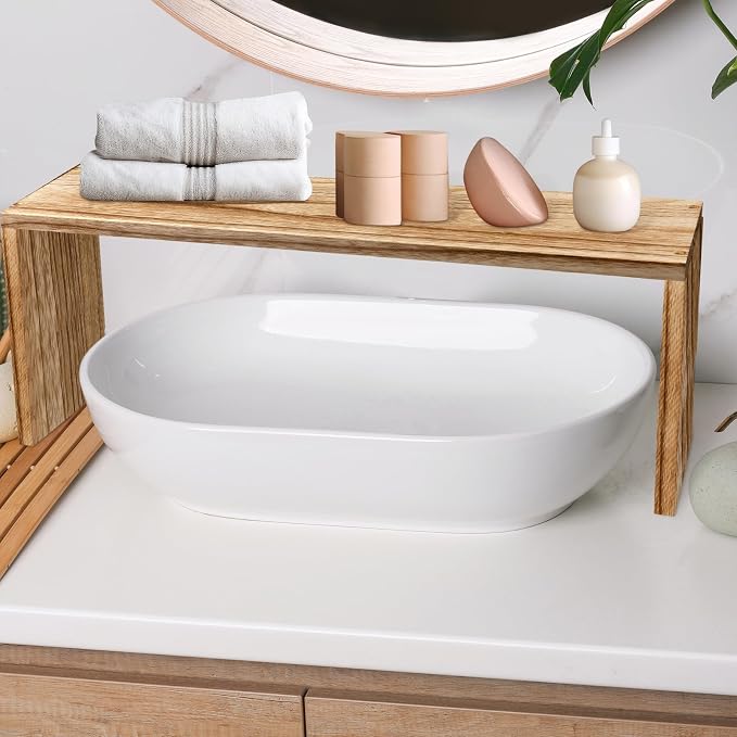 Over the Sink Shelf Bathroom Wood Pedestal Soap Stand Farmhouse Bathroom Decor Decorative Over The Sink Shelf for Kitchen(23.62 x 7.87 x 5.91 Inches,Brown) - Image 3