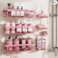 Veken Large Capacity Shower Caddy 6-Pack, No Drilling & Rustproof, Adhesive Shower Shelves with Soap Holder, Bathroom Organizers and Storage, Wall-Mounted Kitchen & Home Decor, Pink by Veken