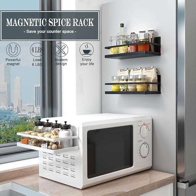 Magnetic Spice Rack Organizer Single Tier Refrigerator Spice Storage Shelf, kitchen organization, Easy to Install the Side of Refrigerator Can Hold spices,Jar of Olive Oil, Pepper, Small Things - Image 5