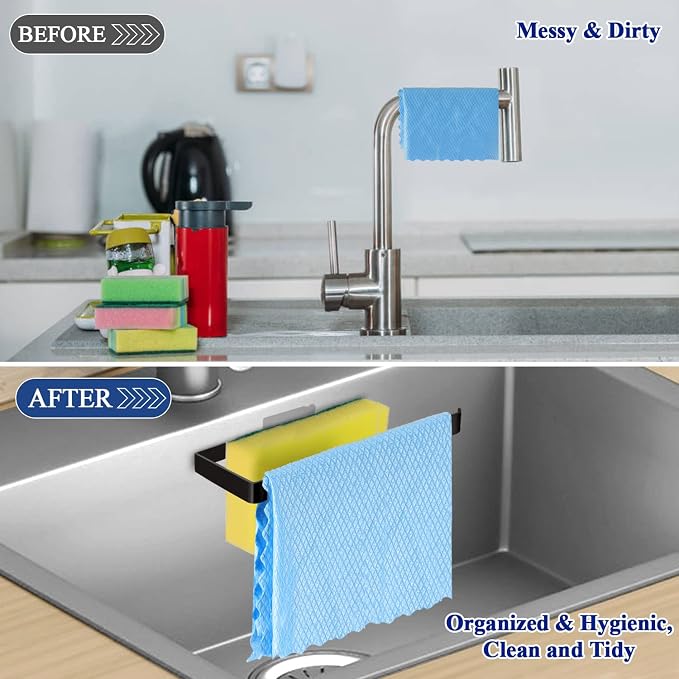 GAViA Sponge Holder for Kitchen Sink, Removable Stainless Steel Sink Caddy | Black Sponge Holder, Rustproof Brush Holder,Self-Draining Sink Organizer Rack,Inside Sink, Wall-Mounted, No Drilling - Image 5
