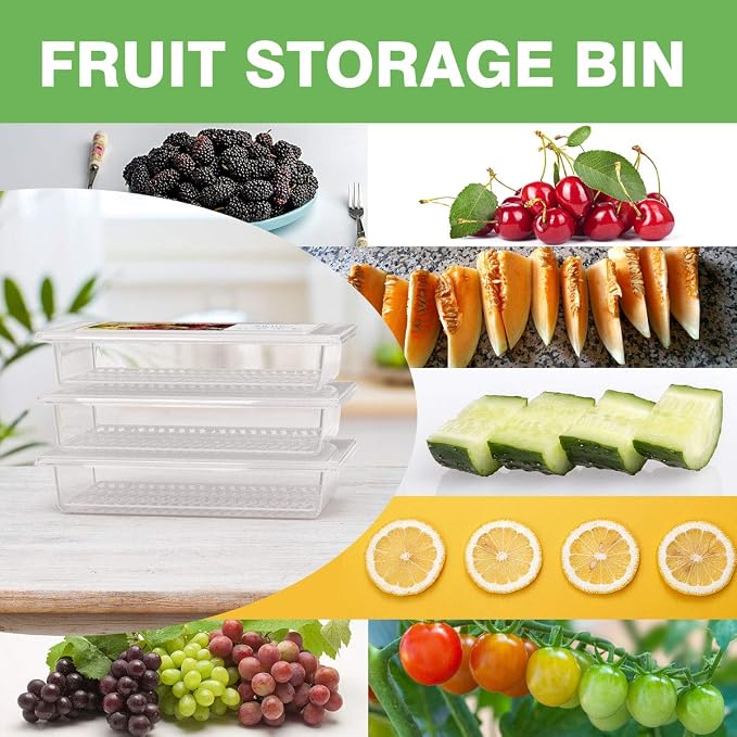SILIVO Fridge Produce Saver Containers (3 Pack) - 2.5L Drain Tray Keeps Veggies, Fruits, Lettuce Fresh - Image 7