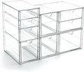Prsildan Acrylic Drawer Makeup Organizer with 9 Drawers, Set of 3 Office Desk Organizers Accessories, Clear Stackable Storage Drawers for Vanity, Countertop, Craft, Jewelry, Art Supply Organization by Prsildan