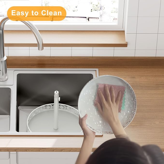 2 Tier Lazy Susan Organizer Turntable, 12 Inch, White | Adjustable, Easy Assembly & Cleaning, Two Tier Rotating Lazy Susan Spice Rack, For Cabinet Dining Table Kitchen Countertop - Image 6