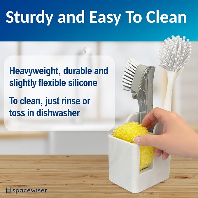 Silicone Sink Caddy – Sponge Dish Brush Holder for Kitchen Sink | Kitchen Sink Organizer, Sink Brush Holder, Sink Sponge Holder for Scrub Daddy, Scrub Mommy, Sponge & Kitchen Brush Holder - Image 8