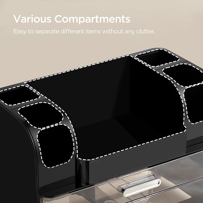 HBlife Makeup Organizer for Vanity with Brush Holder, Cologne Organizer for Men, Large Bathroom Countertop Cosmetic Organizer Skin Care Storage, Easy to Store Lipsticks, Nail Polishes, Perfumes, Black - Image 5