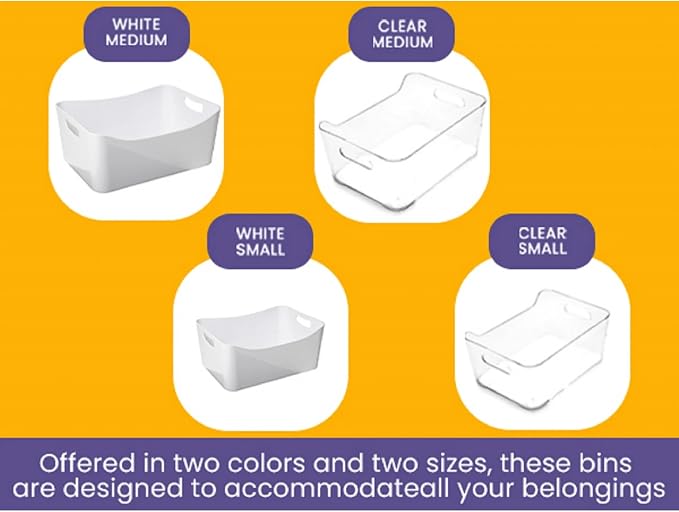 YBM HOME Storage Bins - Open Plastic Organizers and Storage Basket for Kitchen Pantry Organization, Under Sink Bathroom Storage, Toy Baskets, Food Storage Box Containers (Small - White) - Image 7