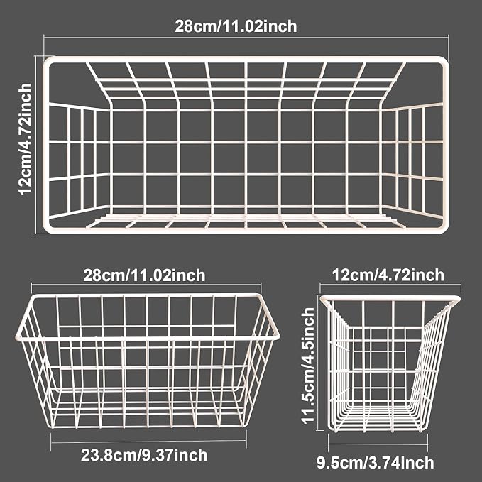 MaraFansie Wall Wire Baskets Adhesive Basket Hanging Kitchen Baskets No Drilling for Cabinet & Pantry Organization and Kitchen, Bathroom, Bedroom Storage, 4 Pack, White - Image 2