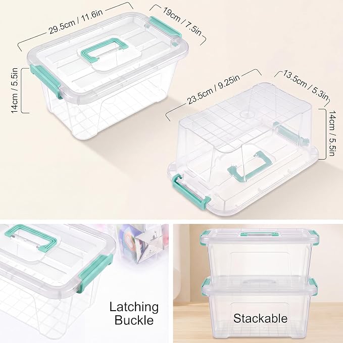 Storage Bins with Lids,7Qt Clear Stackable Storage Containers With Lids Buckle Latches.Perfect for LEGO, Crafts, Office Supplies, and Dorm Room Organization,6-Pack - Image 3