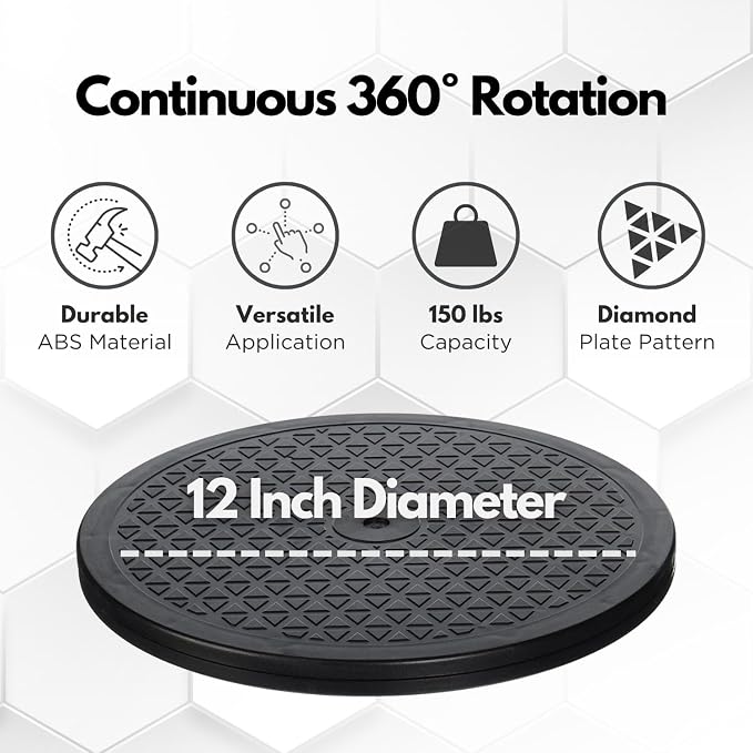 LapWorks 15-Inch Heavy-Duty Swivel Stand, Pack of 2 – 200lbs Capacity, Slim 0.8” Profile – Lazy Susan and Turntable for Monitors, Plants, Displays, and Crafts – Non-Slip Pad Included - Image 3