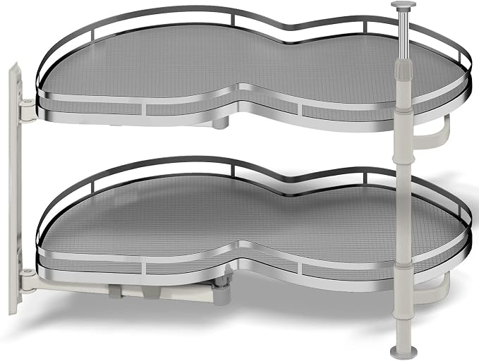 Blind Corner Cabinet Pull Out Organizer, Soft Close Swing Left Pull Out Cabinet Organizer 36inch, Corner Cabinet Lazy Susan for Corner Cabinet Blind Shelf, 2 Tiers Tray, Adjustable Height by Kinchoix
