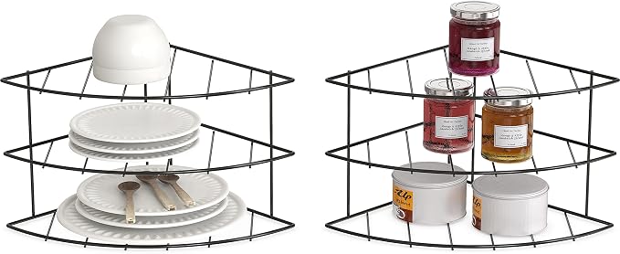 Deco Brothers 3-Tier Counter & Cabinet Corner Shelf Organizer, 2 Pack Black - Image 5