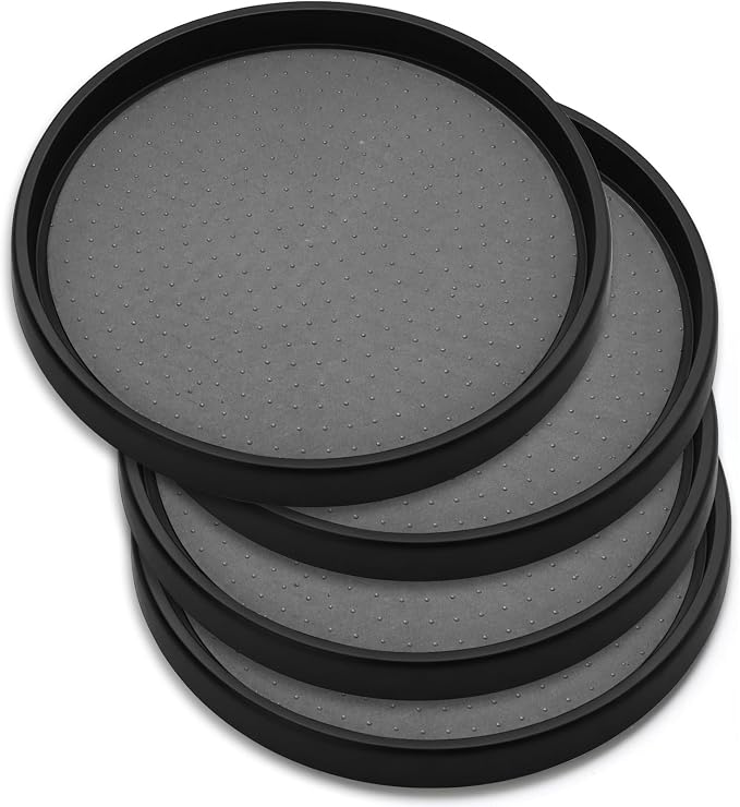 Oizeir 10 Inch Lazy Susan (Set of 4) - Non-Skid Turntable for Cabinet to Maximize Storage and Simplify Accessibility in Kitchen, Bathroom, and Pantry Spaces (Black) by Oizeir