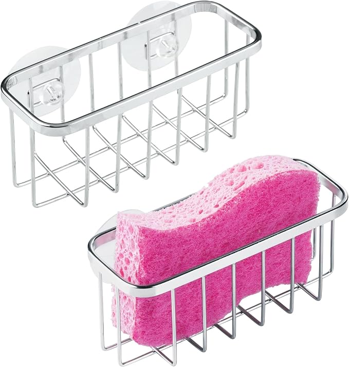 iDesign Stainless Steel Suction Sponge Holder, Kitchen Sink Sponge Caddy Organizer, Polished, Set of 2 (Pack of 12) by iDesign