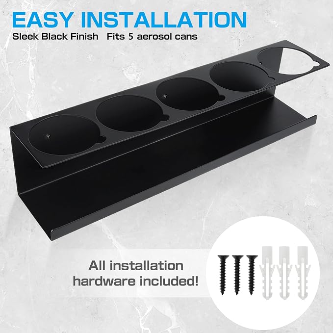 RealPlus Aerosol Spray Can Holder Rack Organizer 5 Cans Spray Bottle Holder Heavy-Duty Steel Wall Mounted for Garage and Workspace, Pack of 6 - Image 7