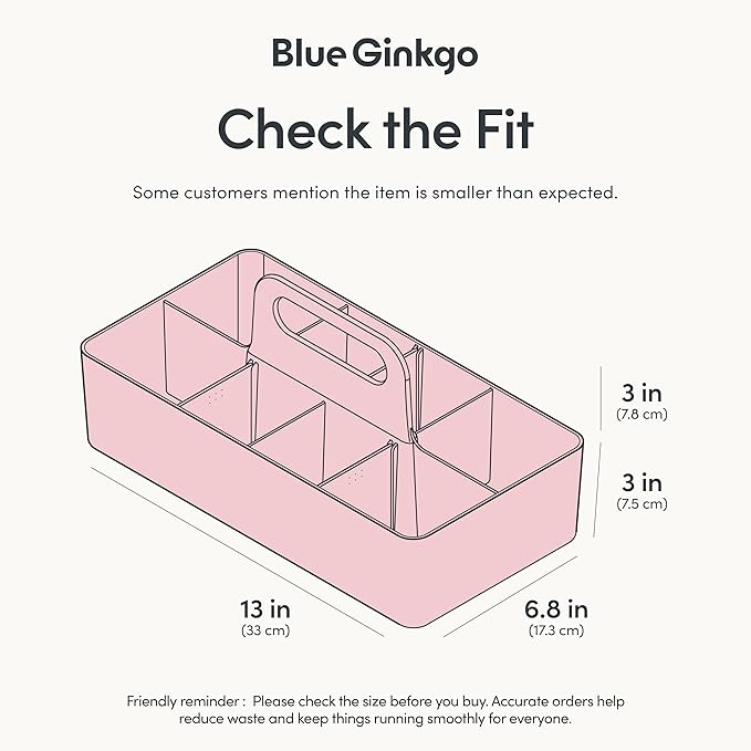 BLUE GINKGO Stackable Organizer Caddy, Long, Pink, Made in Korea | Portable. Adjustable. Home, Office & School Storage. - Image 3