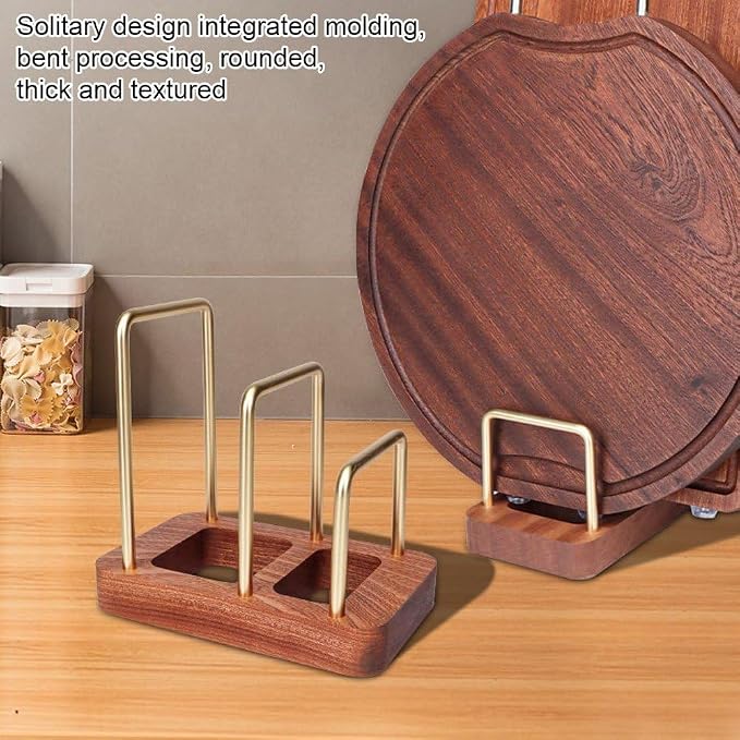 Chopping Board Rack with Wood Base Multi Layer Lid Holder Baking Pan Storage Organiser Cabinet Accessory for Home Kitchen - Image 6
