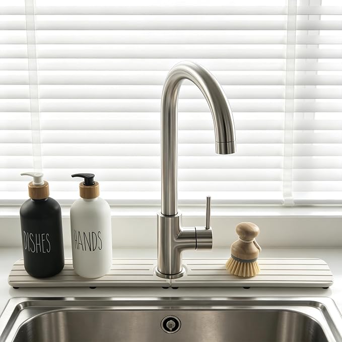 NiuYichee Faucet Mat for Kitchen Sink, Water Absorbing Diatomite Stone Tray | 23.6" x 3.9" Sink Coaster for Bathroom Counter, Stone Drying Mat, Sink Splash Guard, Fast Drying-Prevent Moisture, White - Image 7