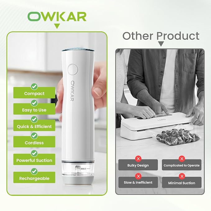 Portable Handheld Vacuum Sealer for Food with 32 Reusable Bags, Compact & Powerful Food Vacuum Sealer with Visible Liquid Tank, Digital Display and 6X Freshness Lock for Meal Prep & Storage - Image 8