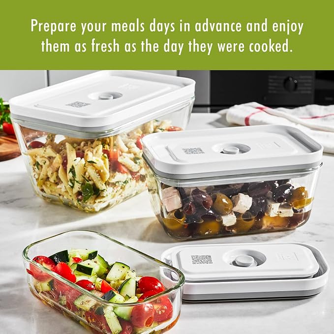 Zwilling Fresh & Save 3-Pc Glass Food Storage Container Set | Airtight Glass Containers Keep Food Fresh Up to 5X Longer with the Fresh & Save Vacuum Pump (Pump Not Included). - Image 9