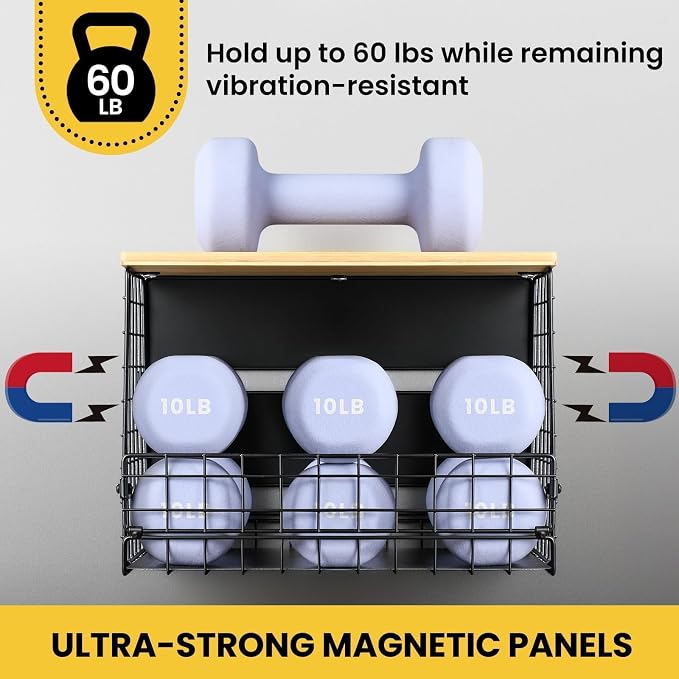 [WIDER SHELF] 2 SET Strong Magnetic Shelf Basket for Fridge with Tag & Bamboo Top, XXL Large Magnetic Spice Rack Shelves for Side of Refrigerator, Kitchen Pantry Storage Organizer for Food Fruit Veg - Image 7