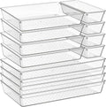 12 Pack Large Clear Plastic Drawer Organizer Trays | MULTI-USE Acrylic Drawer Storage for Kitchen, Bathroom, Makeup, Office, School, Undies | College Dorm Room, Home Apartment Essentials by Criusia