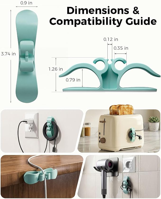 6 PCS Cord Organizer for Appliances, Upgraded Kitchen Appliance Cord Organizer Stick On Appliance Wire Organizer Wire Wrap for Kitchen Appliances Mixers, Coffee Maker, Pressure Cooker, Air Flyer - Image 3