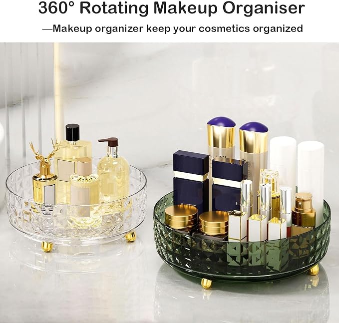 Non Skid Lazy Susan Turntable, Spice Rack Turntable, 9 Inch Spinning Organizer, 360 Degree Rotating Seasoning Organizer for Kitchen Pantry Cabinet Perfume Makeup Cosmetic Refrigerator, Clear - Image 9