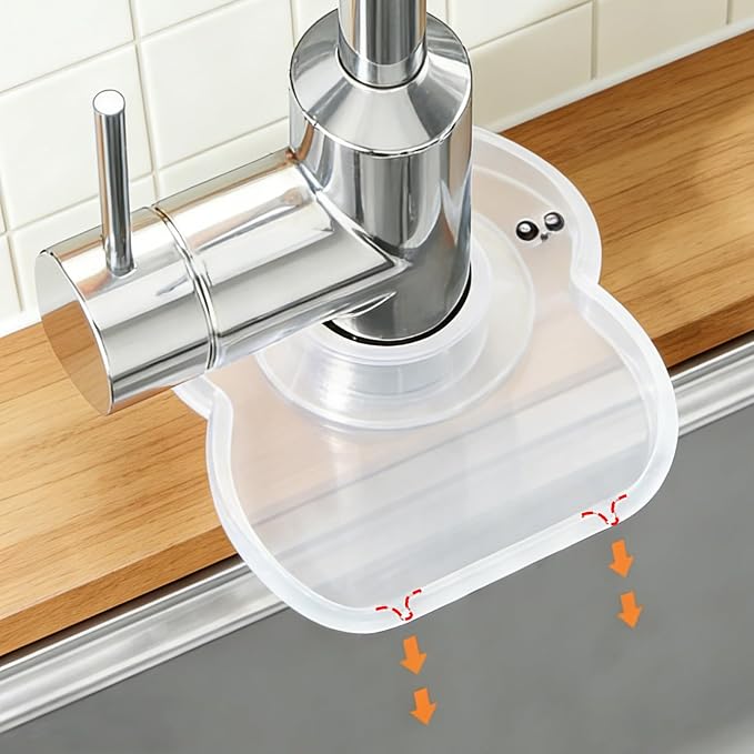 Silicone Faucet Mat for Kitchen Tap Compact Sink Splash Guard Protectors Behind Draining,Clear 2PCS - Image 4