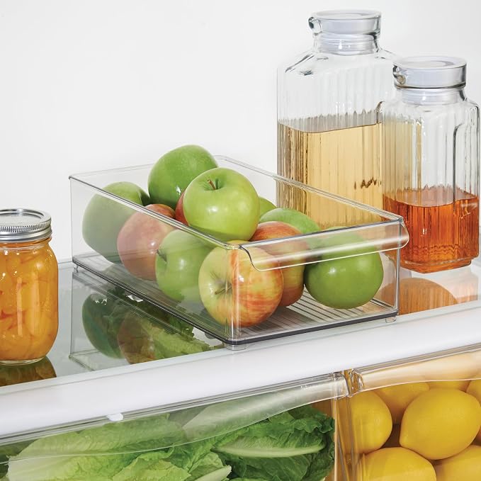 iDesign Large Stackable Fridge or Freezer Bin, Set of 6, Clear | Front Handle, Made in USA - Image 3