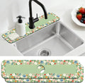 2 Pcs Kitchen Sink Splash Guard Faucet Mat Green Wreath Faucet Mat for Sinks Wreath Border Absorbing Drying Mats for Kitchen Bathroom, 23.6x5.5inch by CONCHLERY%E6%97%97%E8%88%B0%E5%BA%97