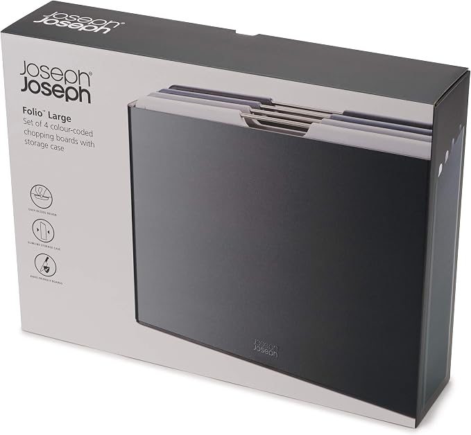 Joseph Joseph Folio 4-Piece Colour coded Cutting Board Set, Slimline case for organized Kitchen storage, Graphite - Image 2