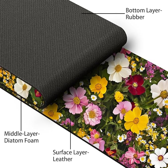 Bimkole 1 PCS Faucet Absorbent Mat, Kitchen Faucet Sink Splash Guard Wraparound Cloth Pads Drip Catcher for Sink Faucet for Kitchen Bathroom Faucet, Colorful Faucet Mat, 15 x 4 Inch Flower A8 - Image 3