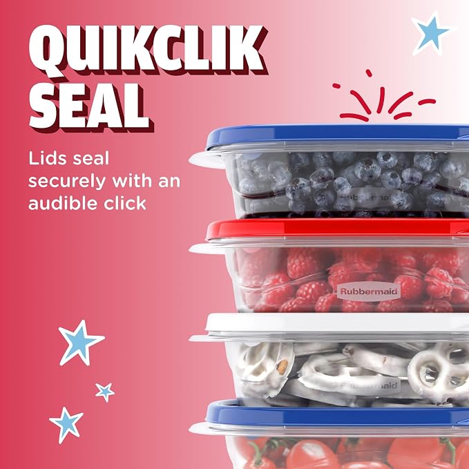 Rubbermaid TakeAlongs Special-Edition Americana 24-Piece Set of Food Storage Containers with Lids, Including Party Platter and Twist & Seal Container, QuikClik Seal, BPA-Free - Image 3