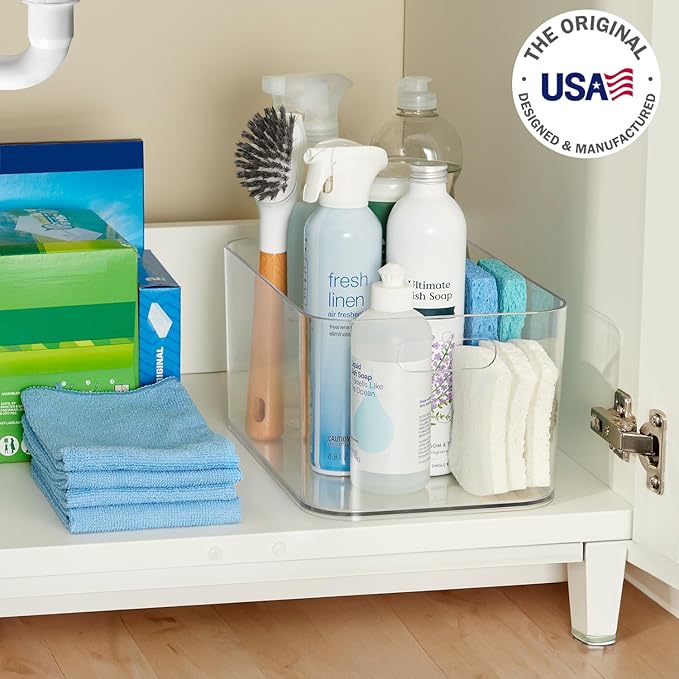 STORi Bliss XL Clear Plastic Storage Bin, Pantry Organizers & Storage Containers, Home Organization Must Haves for Kitchen, Laundry Room, Office, Closet, 12” x 8” Made in USA (Pack of 2) - Image 2