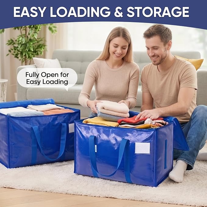 TICONN 16 Pack Extra Large Moving Bags Heavy Duty with Zippers & Carrying Handles, Durable Storage Bags Moving Boxes for Closet Organizers and Storage (16 Pack, Pink) - Image 2