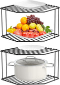 AKAZA 2Pcs 2-Tier Corner Stackable Organizer Shelf for Kitchen - Cabinet Storage Shelf Rack, Shelves，Kitchen Counter and Cabinet Shelf, Storage Rack Organizer (Black) by AKAZA