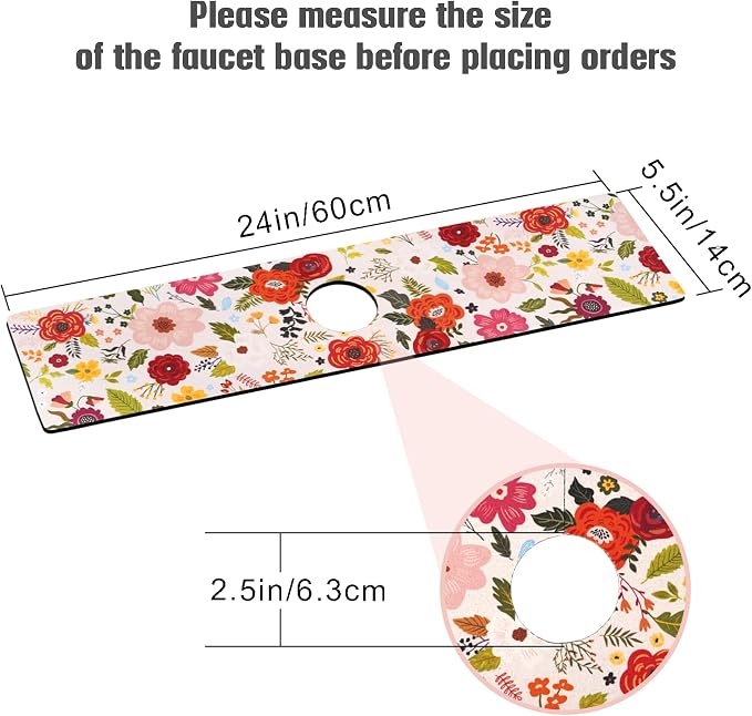 Sink Faucet Absorbing Mat, 2 Pack Drying Mat Around Faucet Sink Splash Guard Behind Faucet Sinkmat For Kitchen Bathroom Island Rv 24 * 5.5 Inch (60 * 14 cm) - Image 2