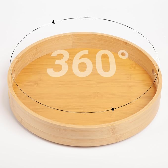 10in Bamboo Lazy Susan Organizer Turntable for Cabinet | Spice Turntable Organizer for Kitchen, Round Rotating Serving Tray Turntable Seasoning Organizer for Table Top by Mamalucky