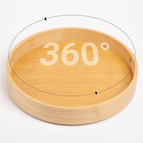 10in Bamboo Lazy Susan Organizer Turntable for Cabinet | Spice Turntable Organizer for Kitchen, Round Rotating Serving Tray Turntable Seasoning Organizer for Table Top by Mamalucky