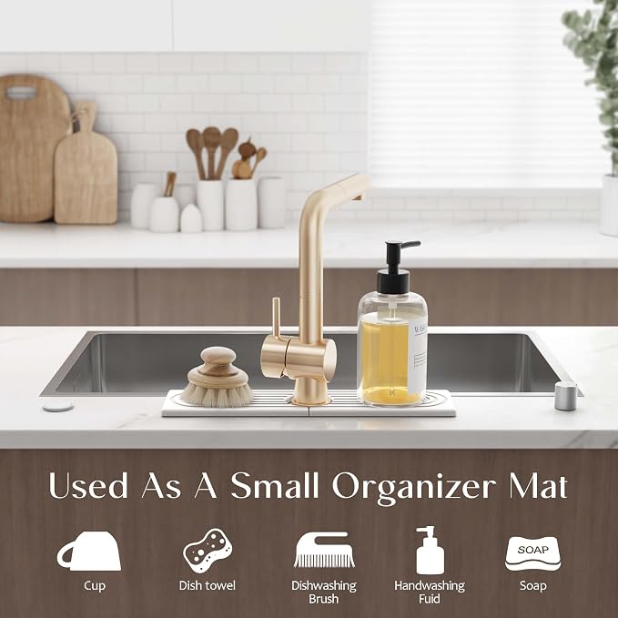 Kitchen Sink Faucet Mat - 15.7in Diatomite Sink Protectors for Kitchen Sink, Stone Sink Splash Guard for Kitchen Counter Sink Accessories (Light Grey, 15.7'' x 3.9'') - Image 4