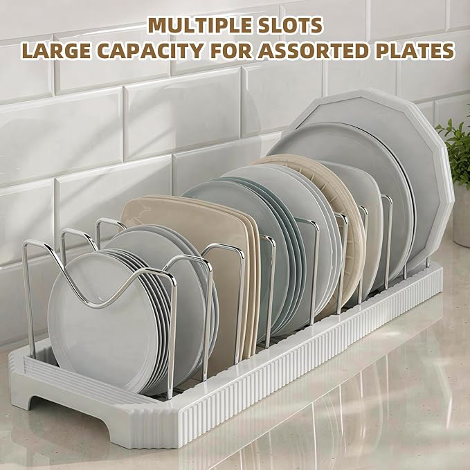 2-Pack Expandable Pot Lid Organizer, 22" Pot and Pan Holder | Adjustable, Under Cabinet, 10 Dividers, Inside Kitchen Cabinet Storage Rack for Baking Sheets, Cutting Boards, Cookware - Image 7