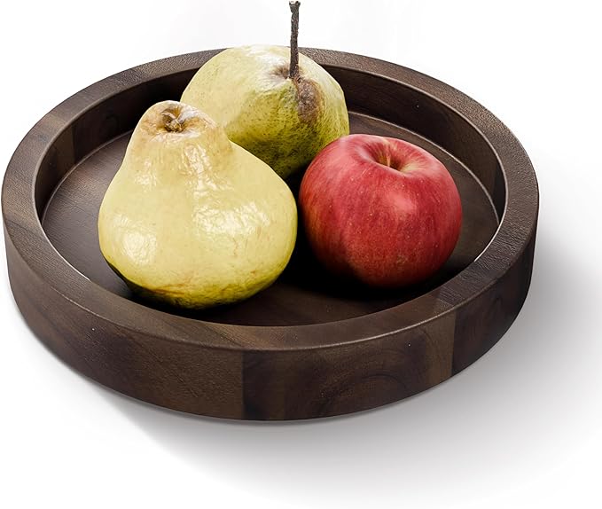 TIDITA 10" Rotating Wooden Lazy Susan Organizer for Cabinet (Walnut Color) | 360° Rotation, Solid Acacia Wood, Non-Skid Pads, Swivel Round Lazy Susans Turntable for Countertop, Decorative Tray & Board by TIDITA