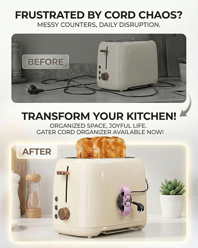 6PCS Cord Organizer for Appliances, Upgraded Kitchen Appliance Cord Organizer Stick On Appliance Wire Organizer Wire Holder for Kitchen Appliances Mixers, Coffee Maker, Pressure Cooker & Microwaves - Image 2