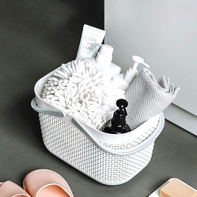 Plastic Portable Shower Caddy Basket, Storage Organizer, White, 2 Pack | Bottom Drain Holes, Keep Dry, Sturdy and Durable, Easy to Carry for Bathroom, Kitchen, Dorm Room, RV, College - Image 5