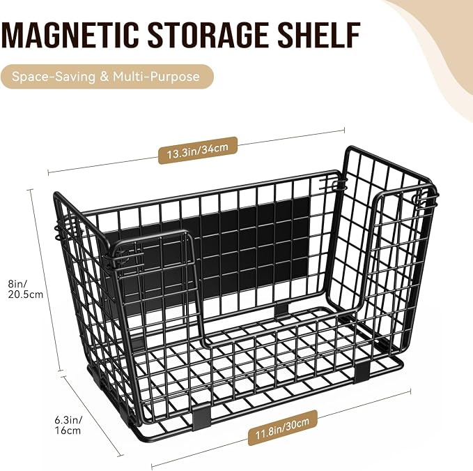 Magnetic Shelf for Fridge - Fruit & Vegetable Storage Organizer | 3Pack Magnetic Spice Rack for Refrigerator, Onion & Potato Storage Bin, Magnetic Basket for Kitchen, Pantry & Laundry Room - Image 8