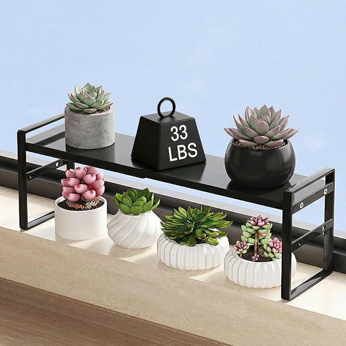 Over The Sink Shelf,Expandable Window Sill Shelf for Plants Small Tall Shelves Stackable Kitchen Organizer Shelves for Bathroom Kitchen Narrow Spaces Countertop by OFFKITSLY