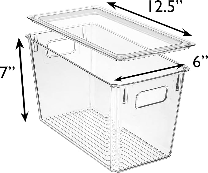 ClearSpace Plastic Storage Bins with Lids for Pantry & Fridge, 8 Pack | Modern plastic storage bins with lids for pantry and refrigerator organization, 9L capacity, transparent rectangular shape - Image 6