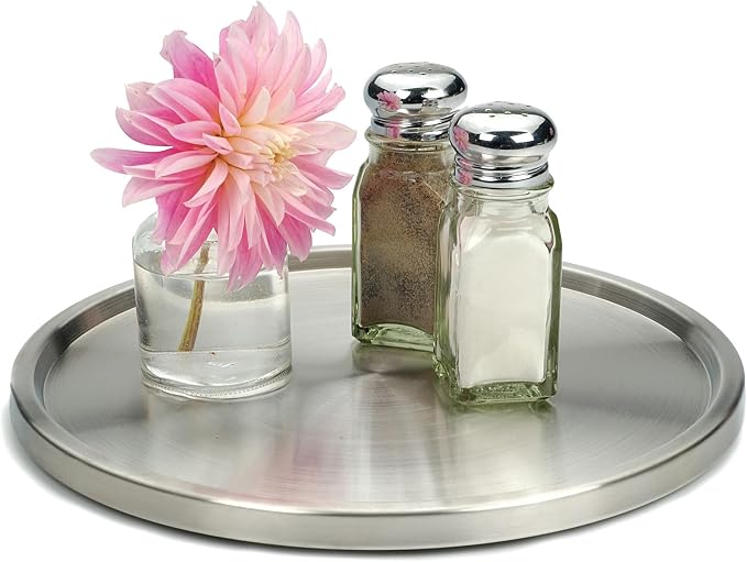 RSVP International Endurance TURN-1 Turntable Lazy Susan, Stainless Steel, 10.5" | Handy in Cabinet, Refrigerator or on Counters | Organize Spices, Canned Foods, Pots, Pans, Dinnerware, 10.5 Inch - Image 2