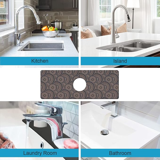 Kitchen Sink Splash Guard Faucet Mat Super Absorbent Fast Drying Mat Sink Gadgets Splash Guard Behind Faucet Drip Catcher for Kitchen (Grey, 15x5.5in) - Image 5